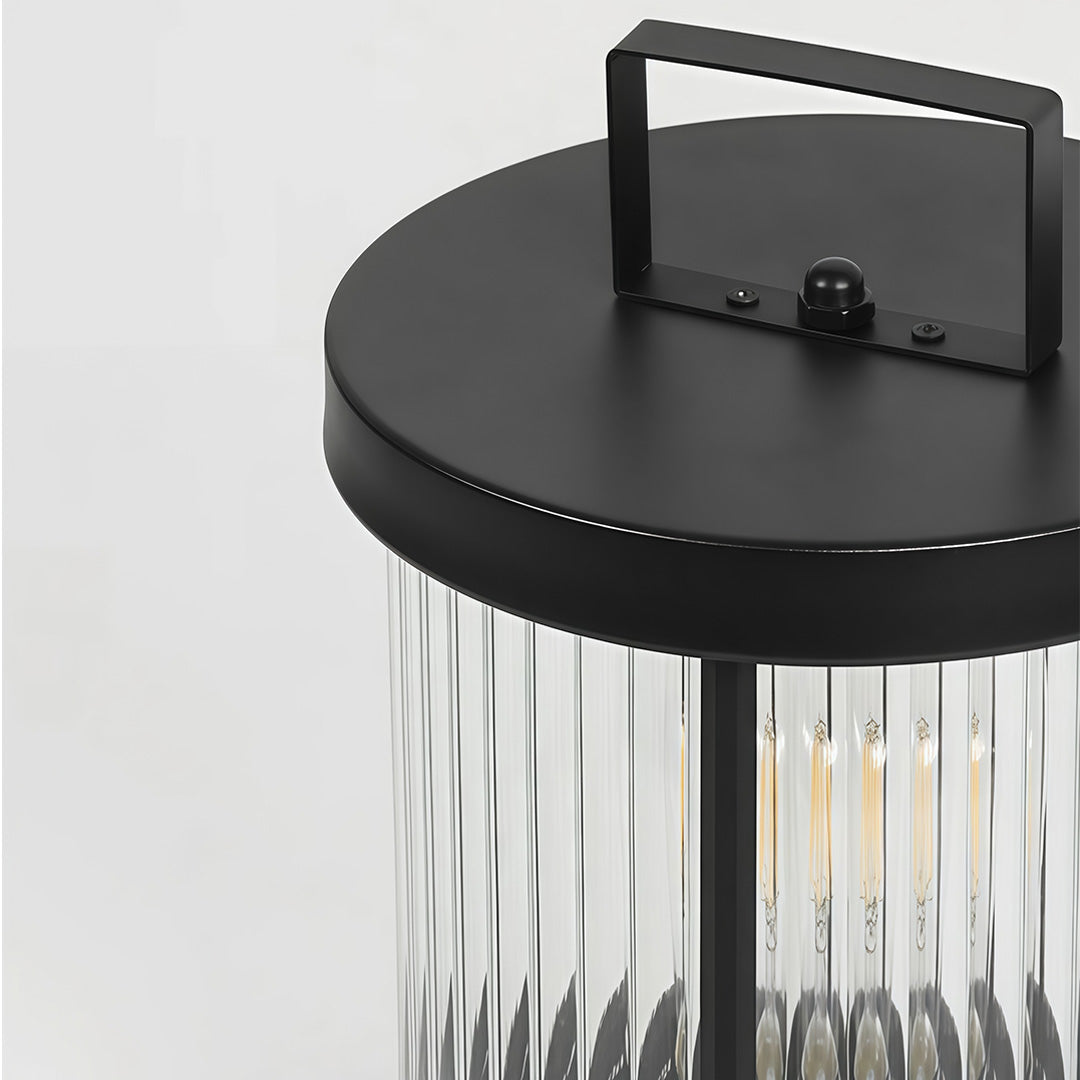 Lanterne solaire extérieure LED cylindrique en verre rayé