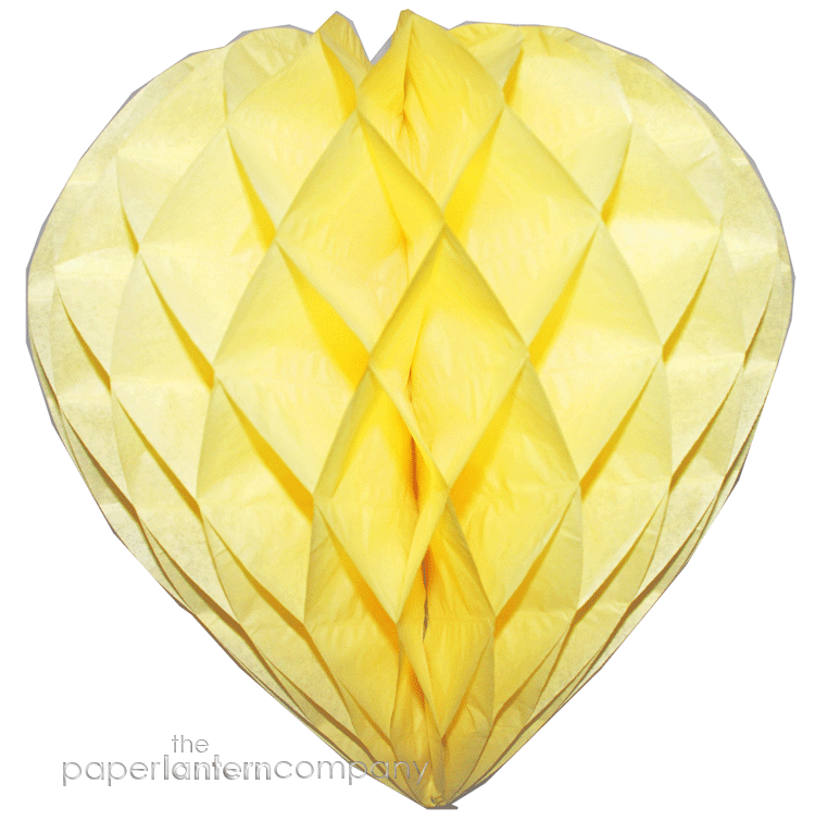 Lanterne cœur alvéolé 14 pouces jaune citron