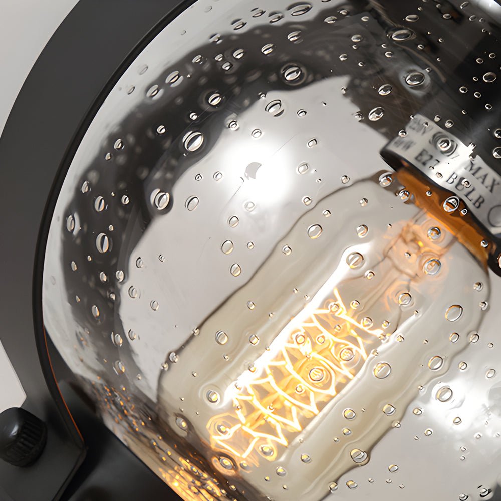 Lanterne 1L LED murale extérieure globe verre bullé bras courbé