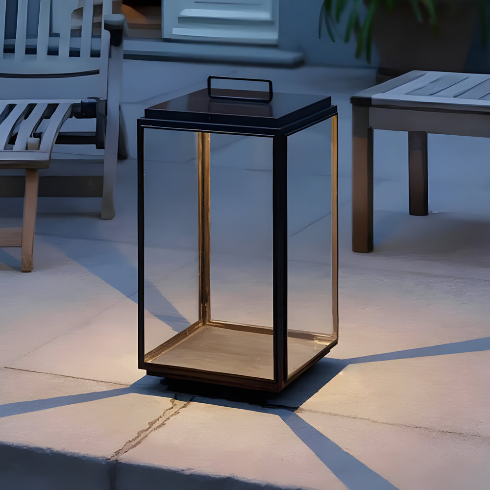 Lanterne extérieure portable moderne en verre 11 in LED câblée