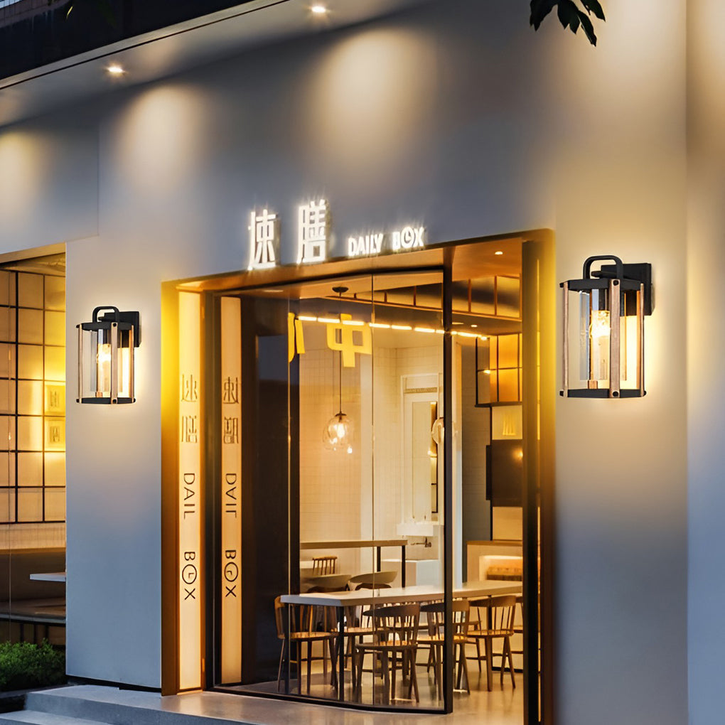 Lanterne applique extérieure noire verre industrielle étanche