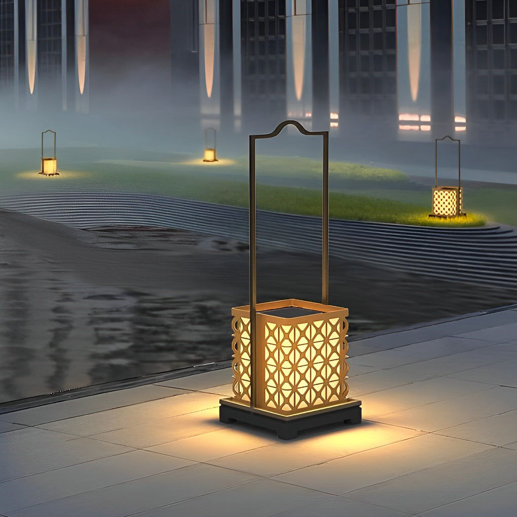 Lampe solaire de jardin rétro portable étanche LED noire