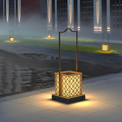 Lampe solaire de jardin rétro portable étanche LED noire