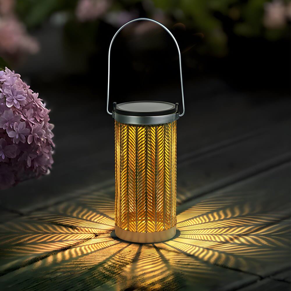 Lanterne solaire suspendue portable métal découpé 18,5 cm