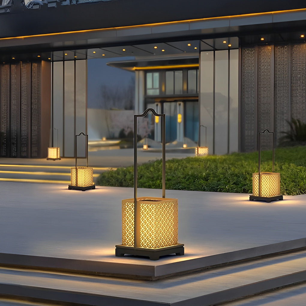 Lampe solaire de jardin rétro portable étanche LED noire