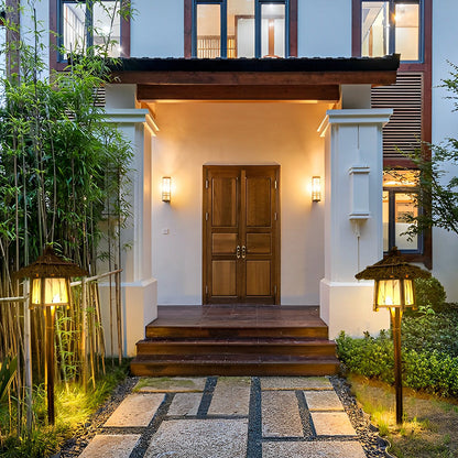 Lanterne bambou motif branches extérieur suspendue ou sur poteau