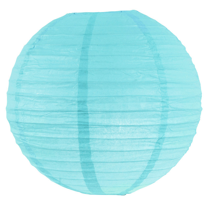 Lanterne suspendue en papier turquoise bleu glacé