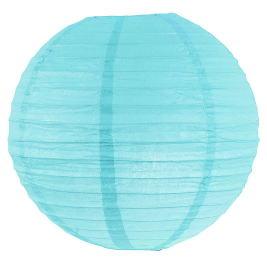 Lanterne suspendue en papier turquoise bleu glacé