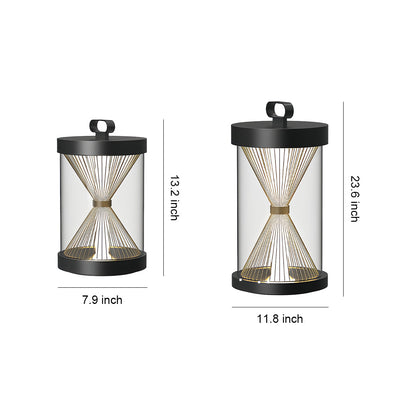 Lanterne extérieure noire forme sablier polyvalente et portable