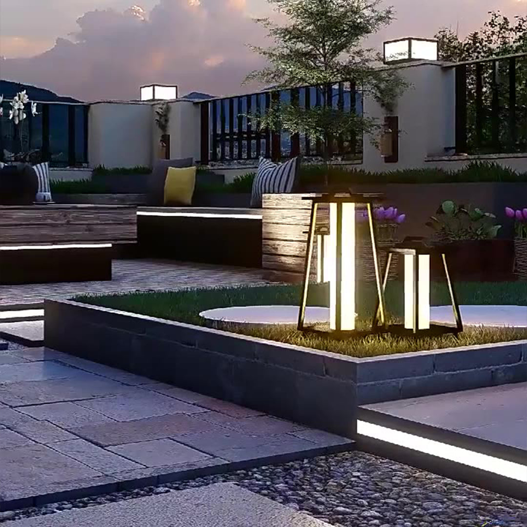 Lanterne extérieure fer forgé conique LED étanche style japonais