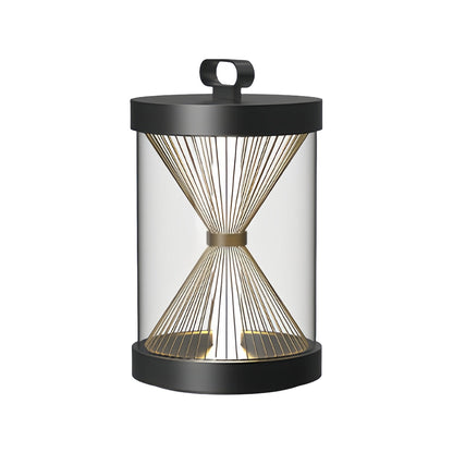 Lanterne extérieure noire forme sablier polyvalente et portable