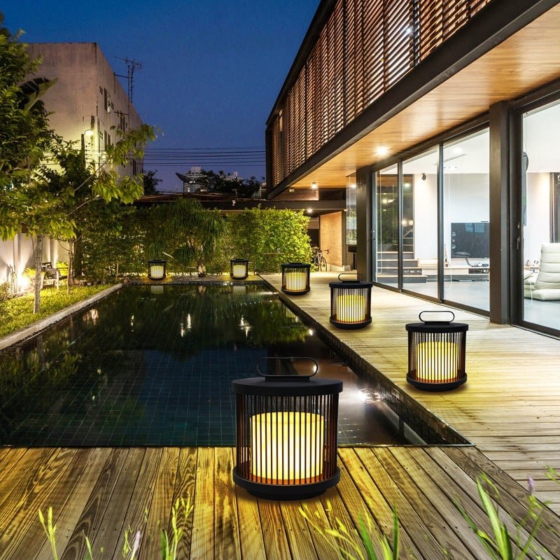 Lanterne extérieure en forme de cage noire étanche rétro