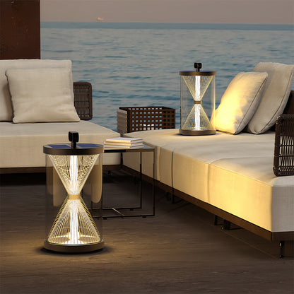 Lanterne extérieure noire forme sablier polyvalente et portable