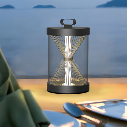 Lanterne extérieure noire forme sablier polyvalente et portable