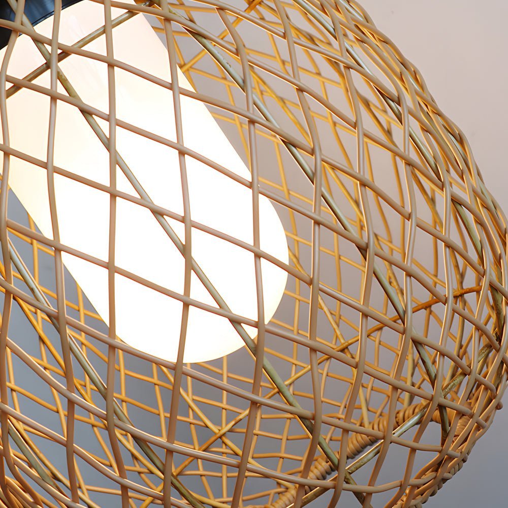 Lanterne suspension rotin extérieure LED 10W rustique moderne