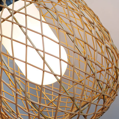 Lanterne suspension rotin extérieure LED 10W rustique moderne