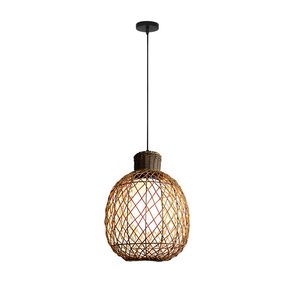 Lanterne suspension rotin extérieure LED 10W rustique moderne