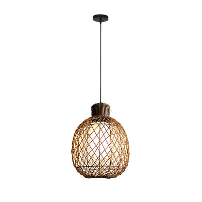 Lanterne suspension rotin extérieure LED 10W rustique moderne