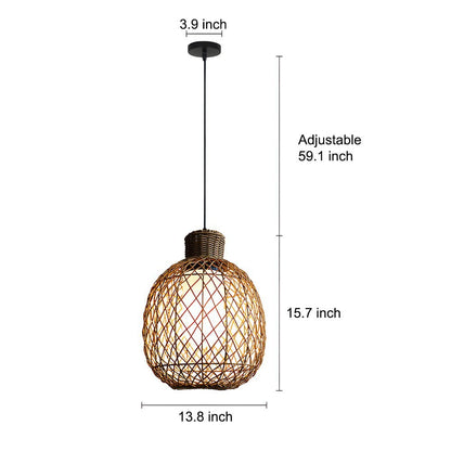 Lanterne suspension rotin extérieure LED 10W rustique moderne