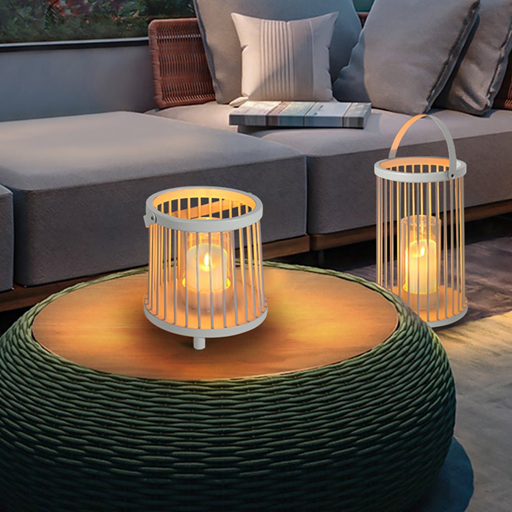 Lanterne de jardin étanche rechargeable portable à cage prise US