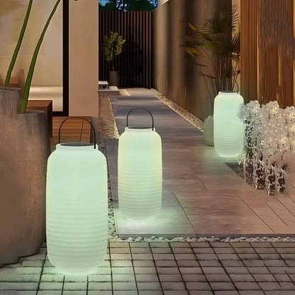 Lanterne extérieure portable LED RGB avec enceinte USB et solaire