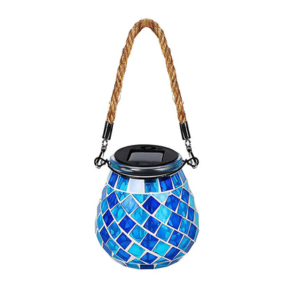 Lanterne solaire paysagère mosaïque en verre multicolore